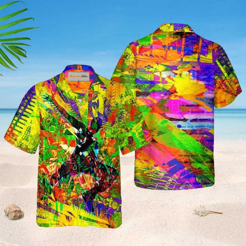 Colorful Parkour Hawaiian Shirt For Coastal Travel, Casual Events, And Comfortable Summer Wear