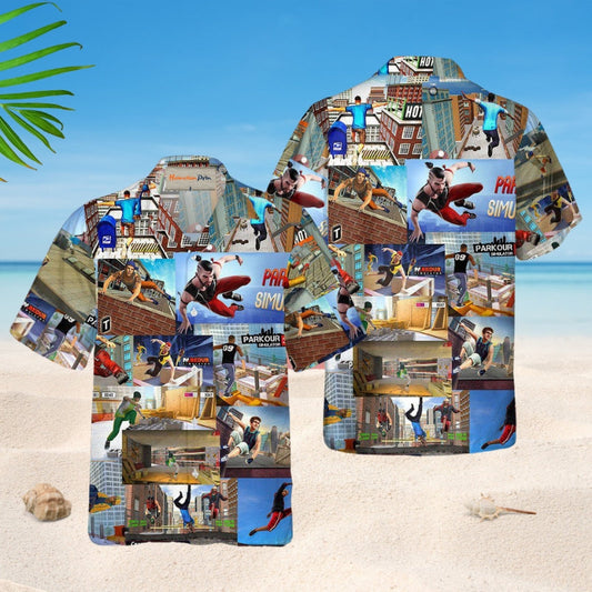 Parkour Creative Pattern Hawaiian Shirt For Beach Days, Summer Outings, And Thoughtful Gift Giving