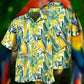 Floral Tropical Parrot Pattern Hawaiian Shirt For Island Vacations, Resort Wear, And Relaxed Seasonal Style