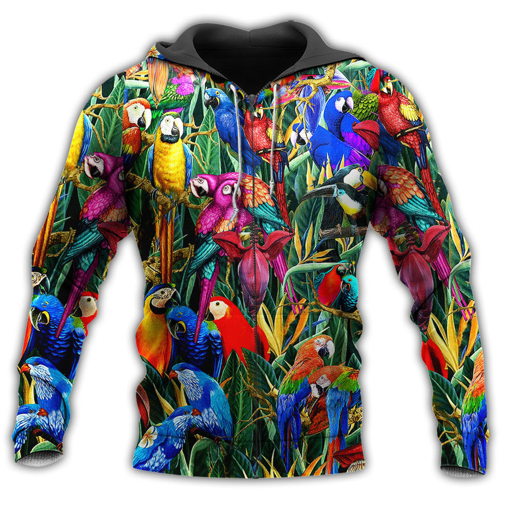Tropical Colorful Parrot Hoodie For Animal Artwork Fans Seasonal Events And Gift Giving