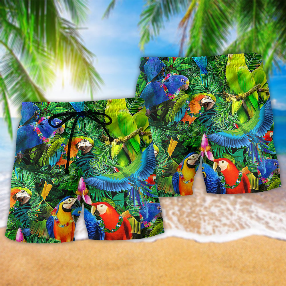 Parrot Beach Shorts Pattern Detail For Sunny Day Adventures And Leisure And Relaxation