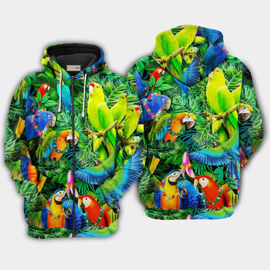 Parrot Couple Love Happiness Hoodie For Wildlife Themes Travel Days And Comfortable Casual Style