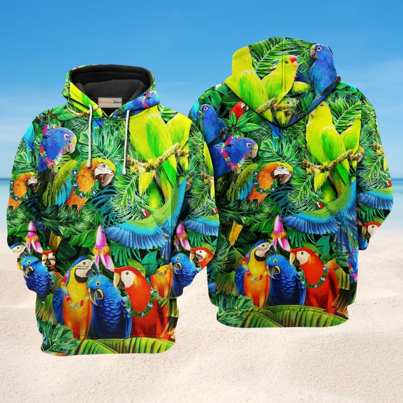 Parrot Couple Lovely Love Hoodie For Wildlife Inspired Outfits Outdoor Trips And Thoughtful Gifting