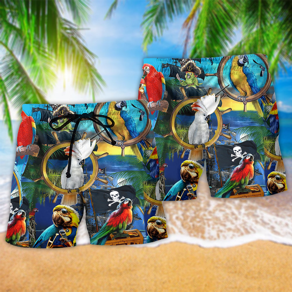 Parrot Colorful Place Beach Shorts Print Detail For Relaxed Warm Weather Outfits