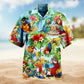 Tropical Parrot Hawaiian Shirt For Tropical Holiday, Family Vacation, And Relaxed Summer Style