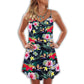 Parrot Loves Tropical V-Neck Sleeveless Cami Dress For Beach Trips And Resort Vacations