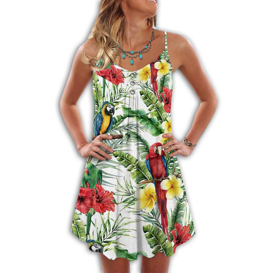 Parrot Is Calling And I Must Go V-Neck Sleeveless Cami Dress For Ocean Lovers And Sunny Getaways