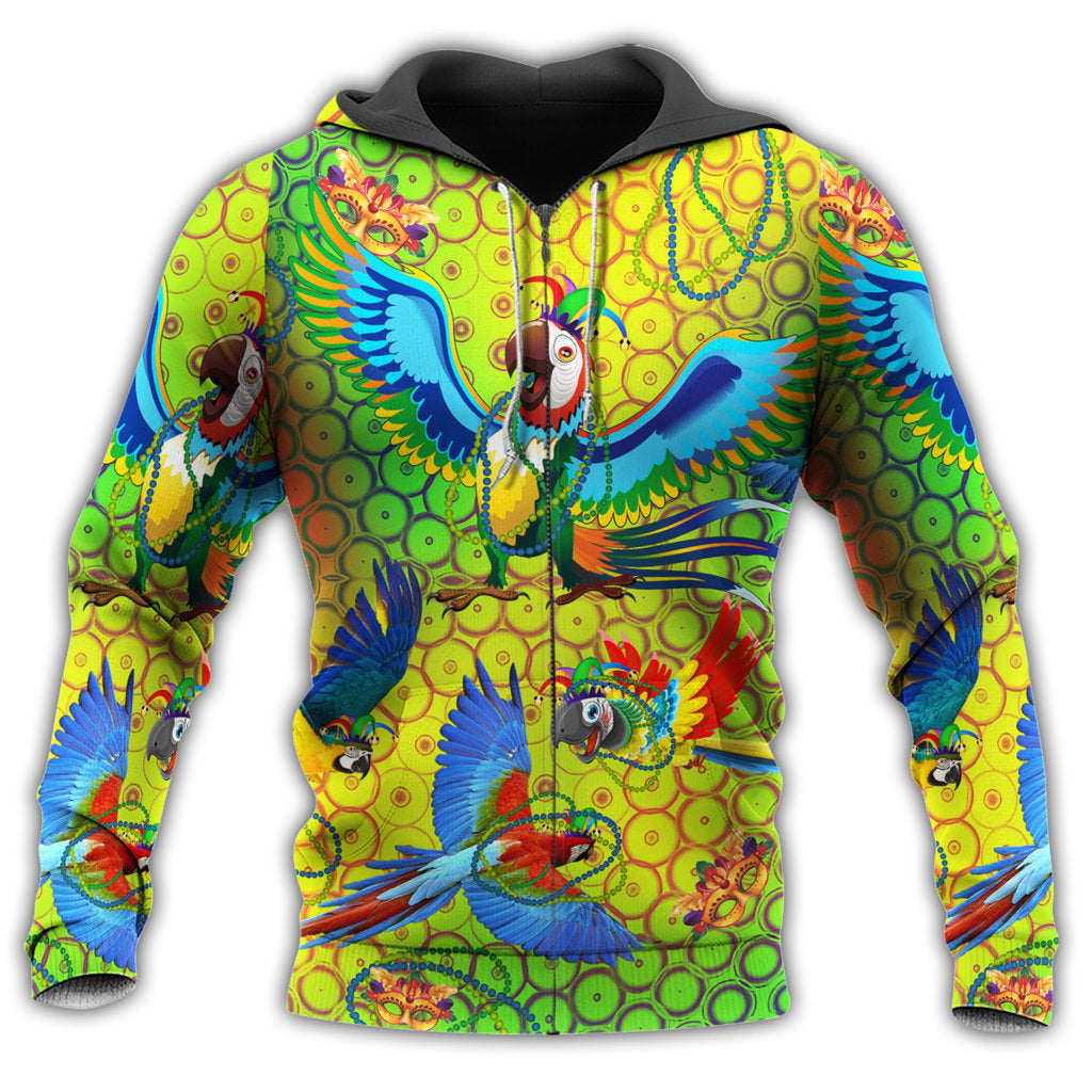 Parrot Mardi Gras Colors Hoodie For Wildlife Adventures Everyday Wear And Relaxed Outfits