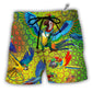 Parrot Mardi Gras Color Hawaiian Print Beach Shorts For Animal Lover Vacation Wear
