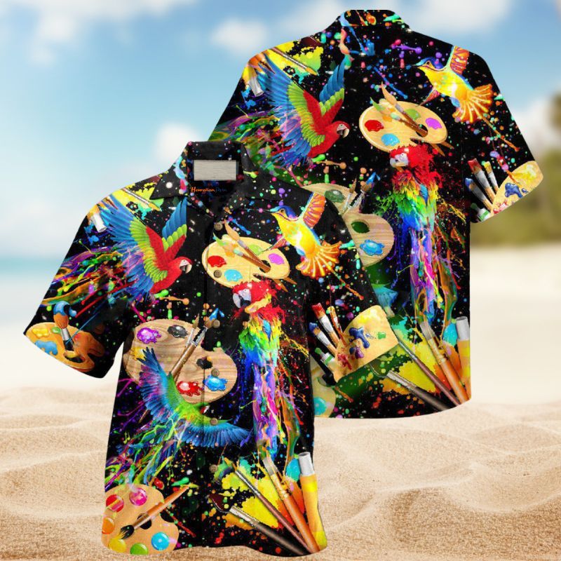 Watercolor Parrot Dream Hawaiian Shirt For Animal Lovers, Beach Travel, And Casual Summer Style