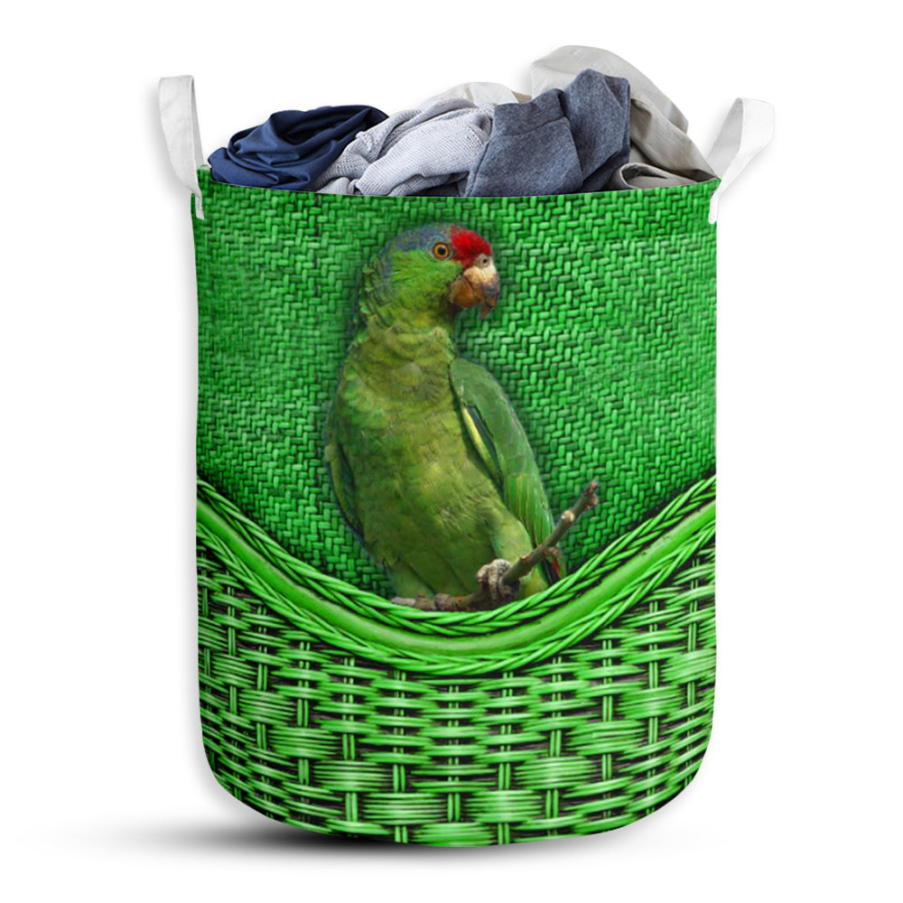 Parrot Beautiful Rattan Texture Laundry Basket For Bathroom Bedroom Storage