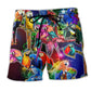 Parrot Tropical Neon Christmas Beach Shorts Artwork Detail For Christmas Trips And Gifting