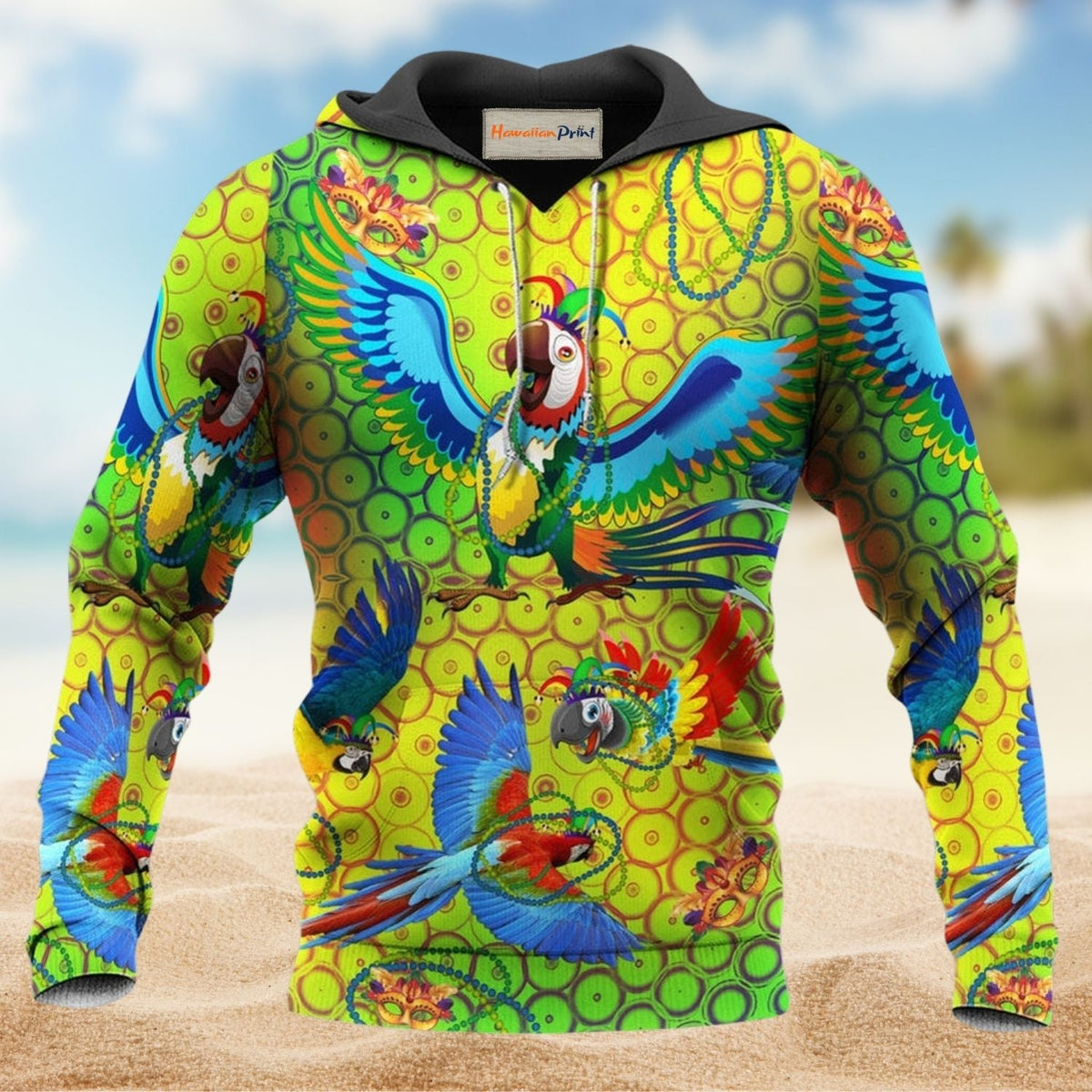 Parrot Mardi Gras Colors Hoodie For Wildlife Adventures Everyday Wear And Relaxed Outfits