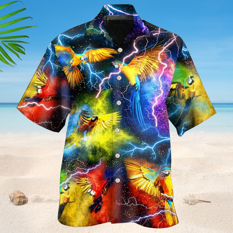 Parrot Mysterious Lightning Hawaiian Shirt For Beach Days, Summer Outings, And Thoughtful Gift Giving