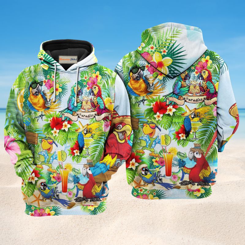 Parrots Five Oclock Cocktails Hoodie For Everyday Wear Outdoor Adventures And Comfortable Style