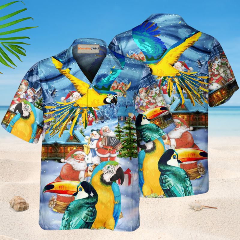 Parrots High Beach Hawaiian Shirt For Tropical Holidays, Resort Trips, And Relaxed Coastal Style