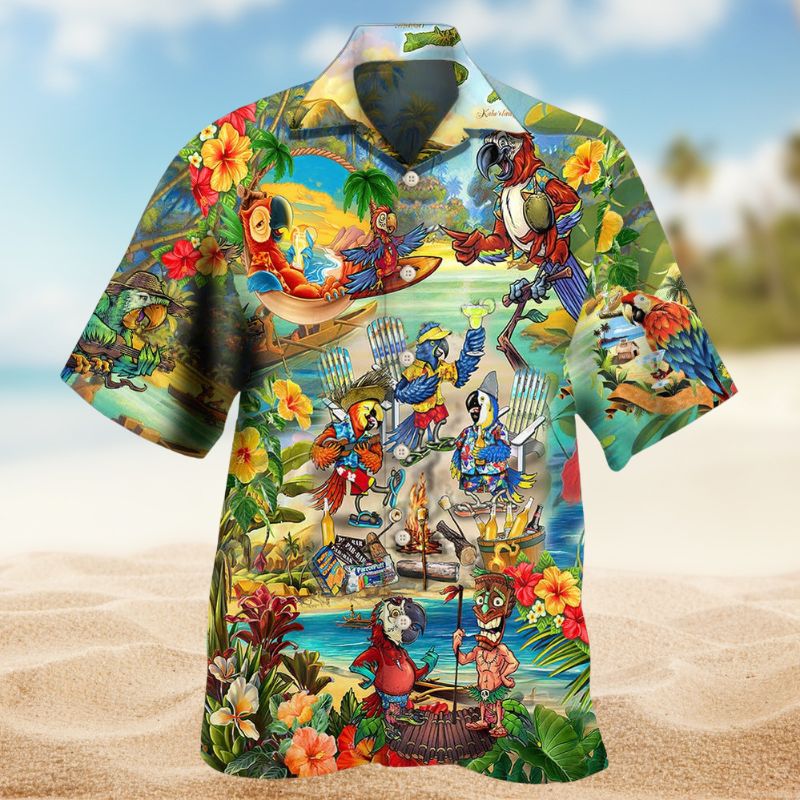 Parrots Party Hawaii Hawaiian Shirt For Tropical Holidays, Outdoor Gatherings, And Everyday Comfort