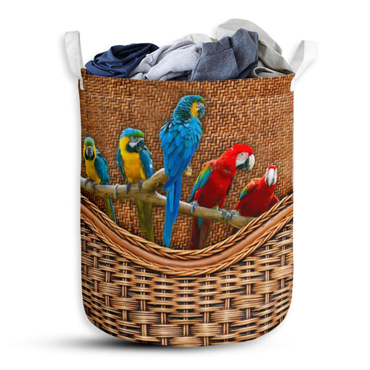 Parrot Rattan Texture Style Laundry Basket For Bathroom Bedroom Storage