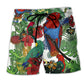 Parrot Flower Red Green Beach Shorts Print Detail For Relaxed Warm Weather Outfits