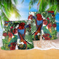Parrot Flower Red Green Beach Shorts For Summer Vacation And Coastal Travel