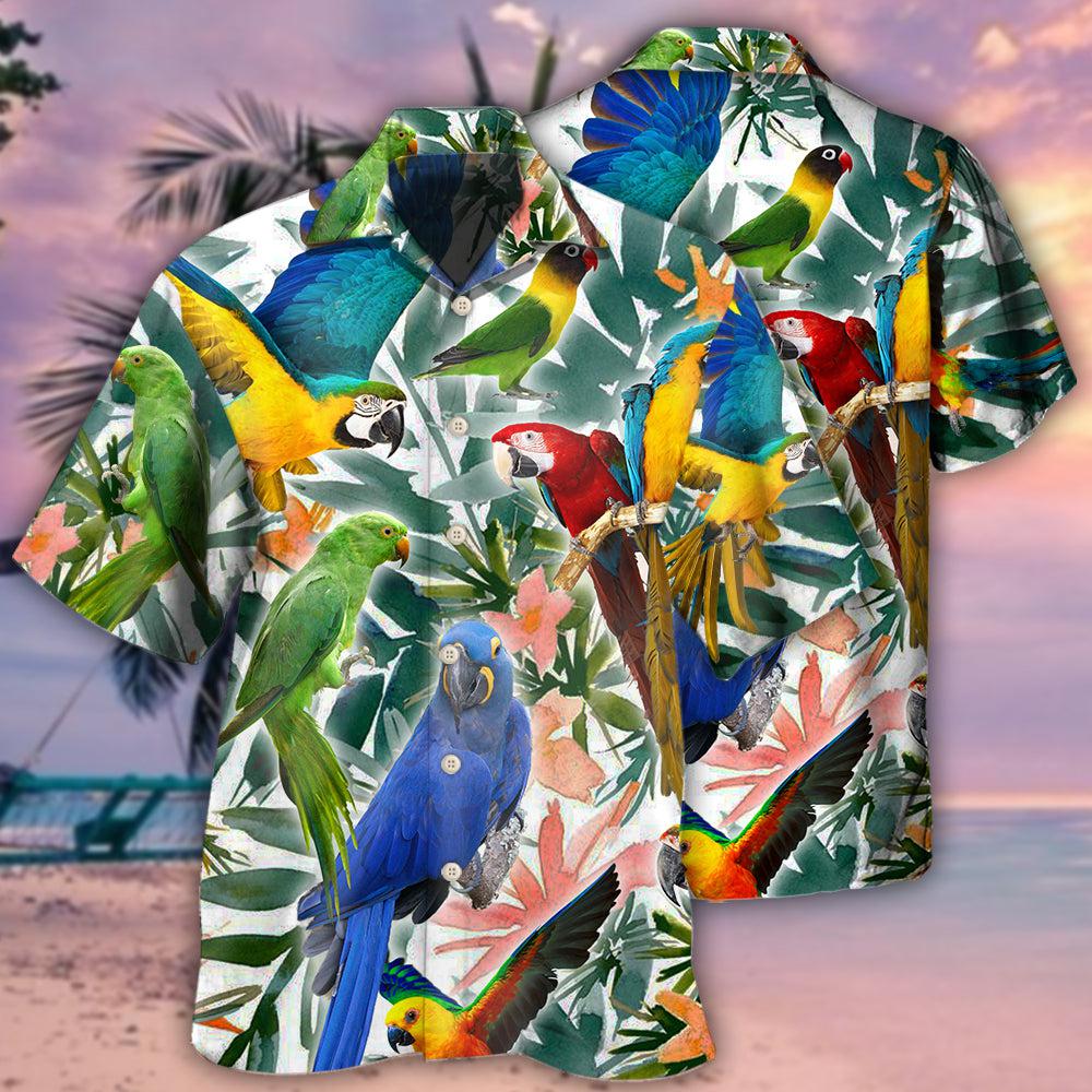 Tropical Parrot Leaf Hawaiian Shirt Design View For Resort Travel And Thoughtful Gifting