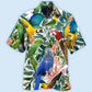 Tropical Parrot Leaf Hawaiian Shirt For Coastal Adventures And Warm Weather Wear