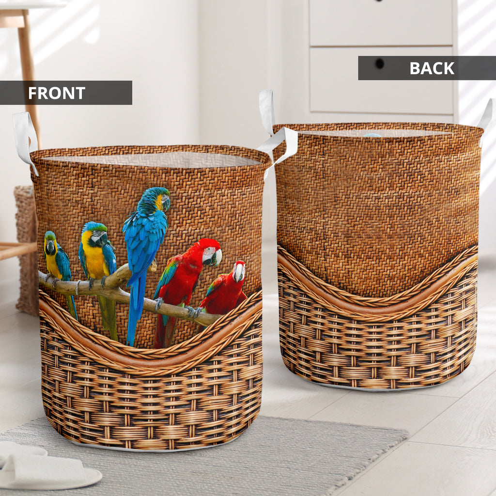 Parrot Rattan Texture Style Laundry Basket For Room Home Organizer