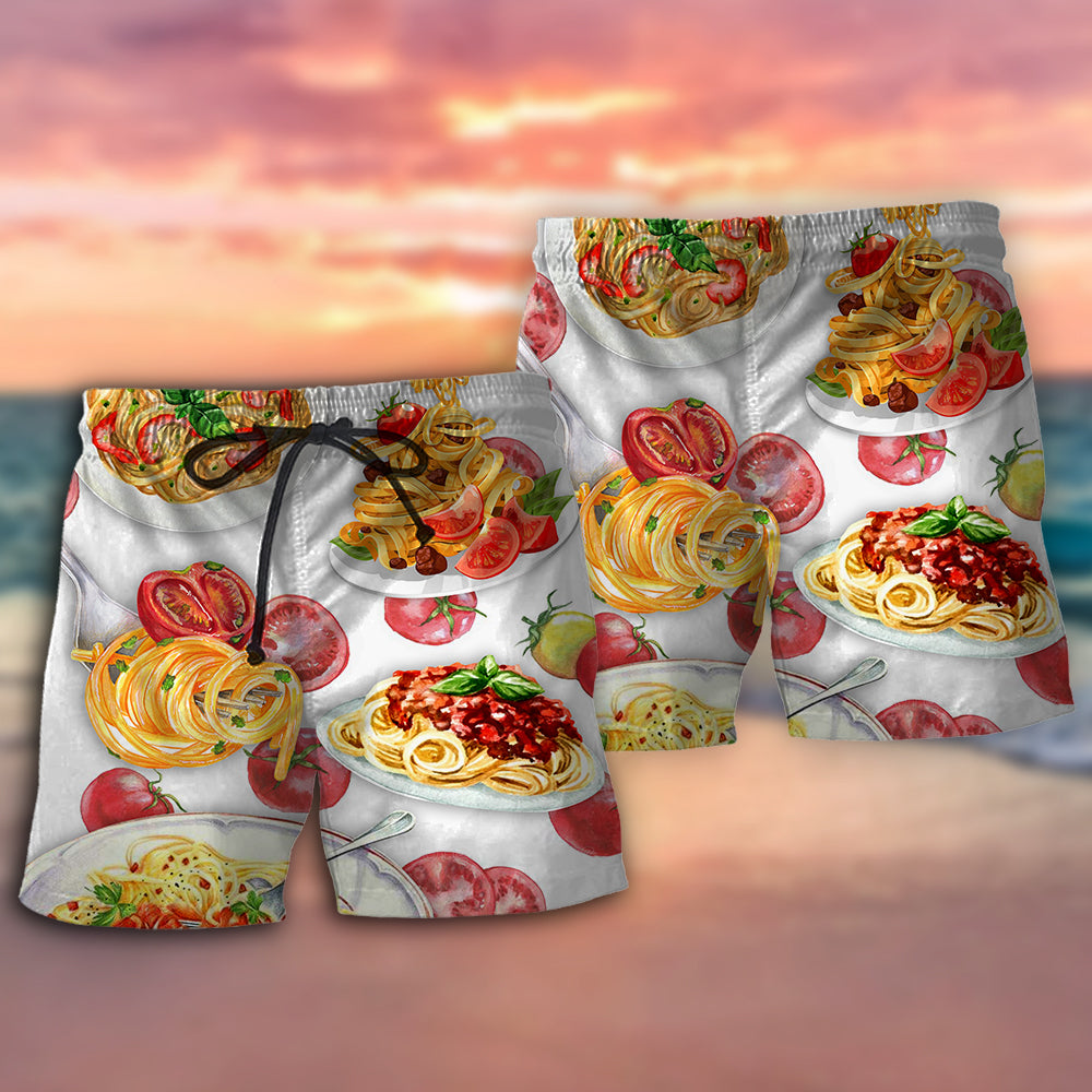 Pasta Lover Comfort Food Happiness Beach Shorts Pattern Detail For Sunny Outdoor Activities