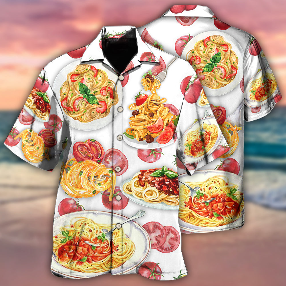 Happy Food Pasta Delicious Meal Hawaiian Shirt For Summer Vacation And Beach Travel