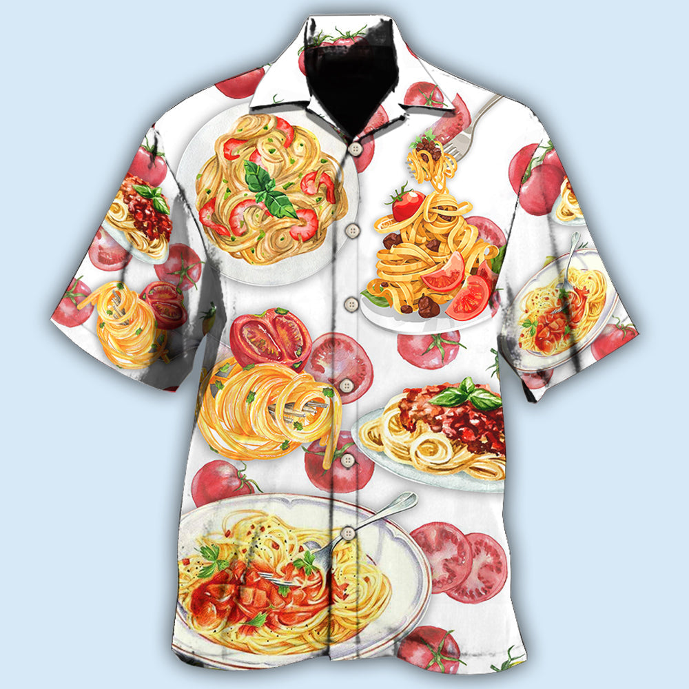 Happy Food Pasta Delicious Meal Hawaiian Shirt Pattern View For Relaxed Warm Weather Outfits
