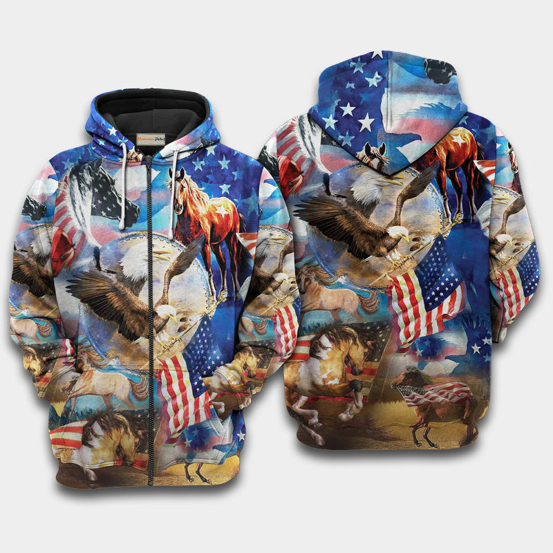 Patriotic Horse America Hoodie For Country Streetwear Outdoor Trips And Everyday Comfort