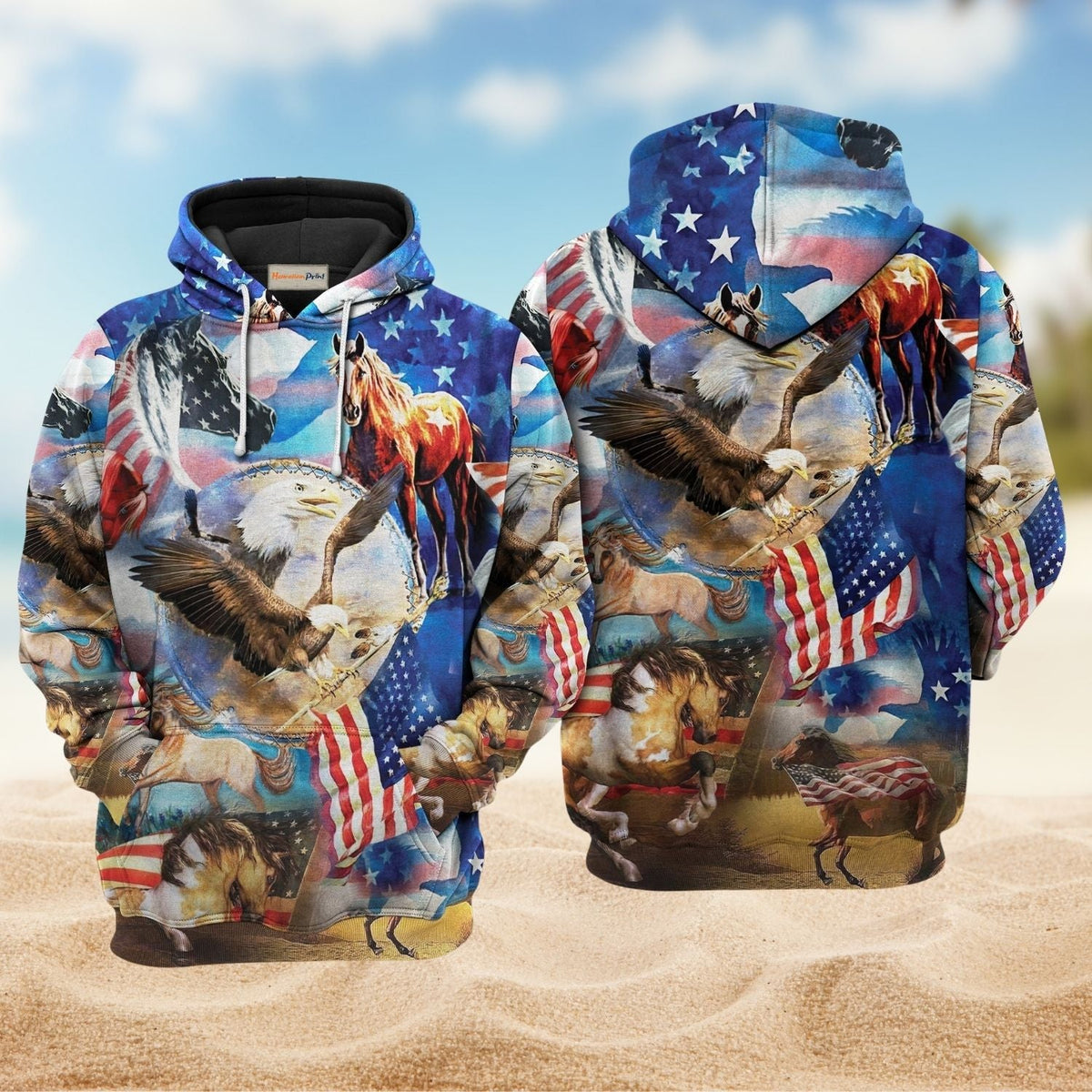 Patriotic Horse America Hoodie For Rustic Travel Casual Adventures And Gift Giving