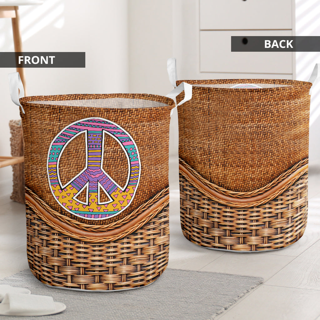 Hippie Love Peaceful Life Laundry Basket For Room Home Organizer