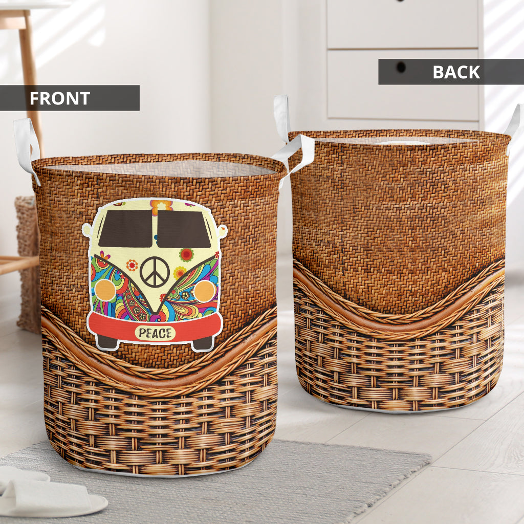 Hippie Peaceful Day Laundry Basket For Room Home Organizer