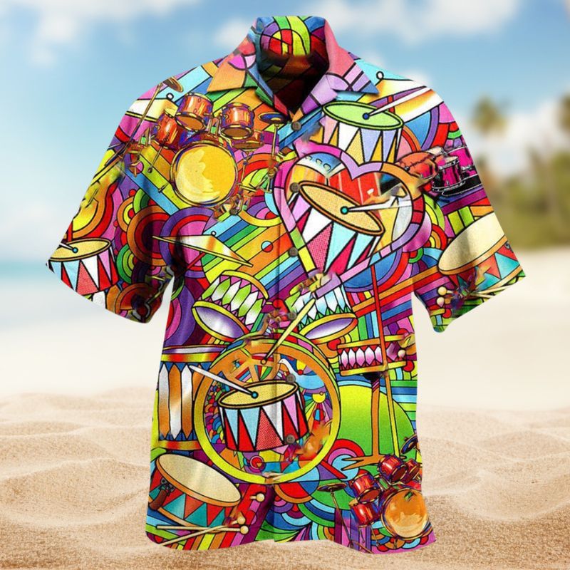 Peace Drums Hawaiian Shirt For Creative Performers, Coastal Trips, And Casual Everyday Wear