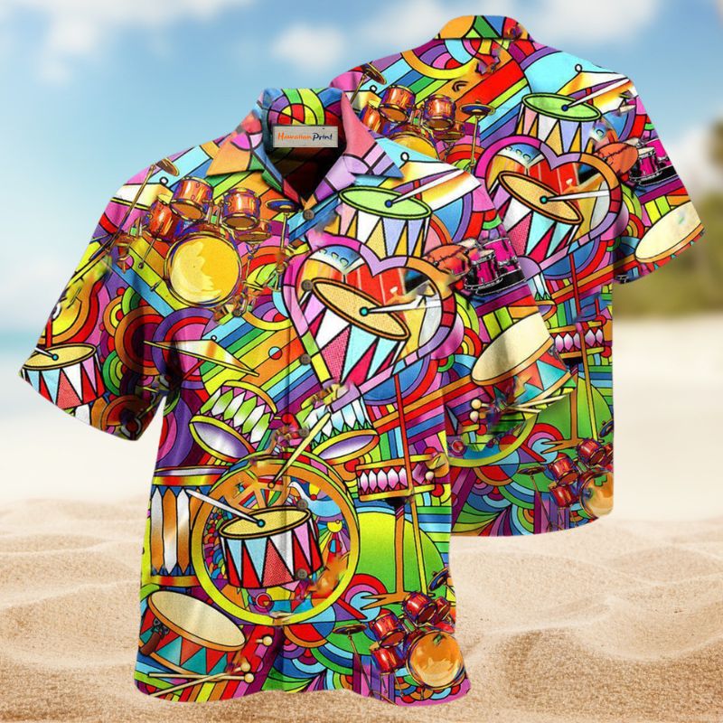 Peace Drums Hawaiian Shirt For Creative Performers, Coastal Trips, And Casual Everyday Wear
