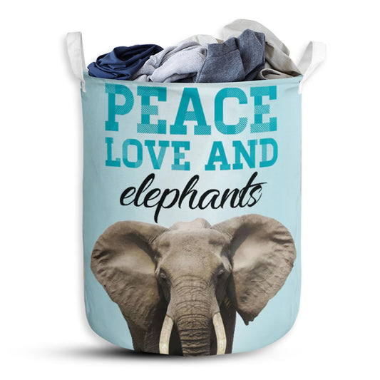 Elephant Peace Love Elephant Laundry Basket For Bathroom Bedroom Storage