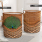 Peacock Rattan Texture Laundry Basket For Room Home Organizer