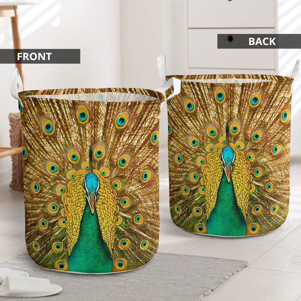 Peacock Wicker Lovely Style Laundry Basket For Room Home Organizer