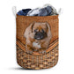 Dog Pekingese Rattan Texture Laundry Basket For Bathroom Bedroom Storage