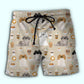 Pekingese Dog And Coffee Cozy Vibes Beach Shorts Pattern View For Resort Days And Outdoor Activities