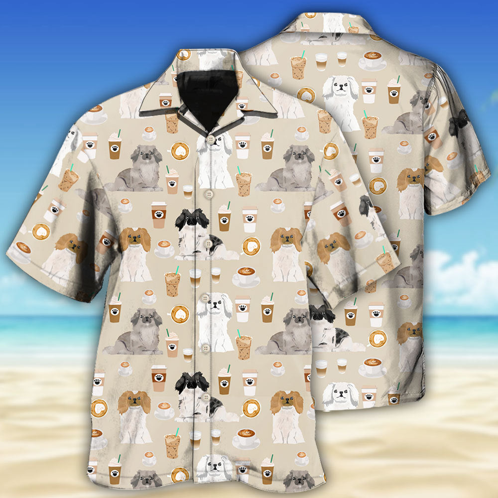 Pekingese Dog Coffee Hawaiian Shirt For Outdoor Relaxation, Island Trips, And Warm Weather Activities
