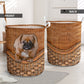 Dog Pekingese Rattan Texture Laundry Basket For Room Home Organizer