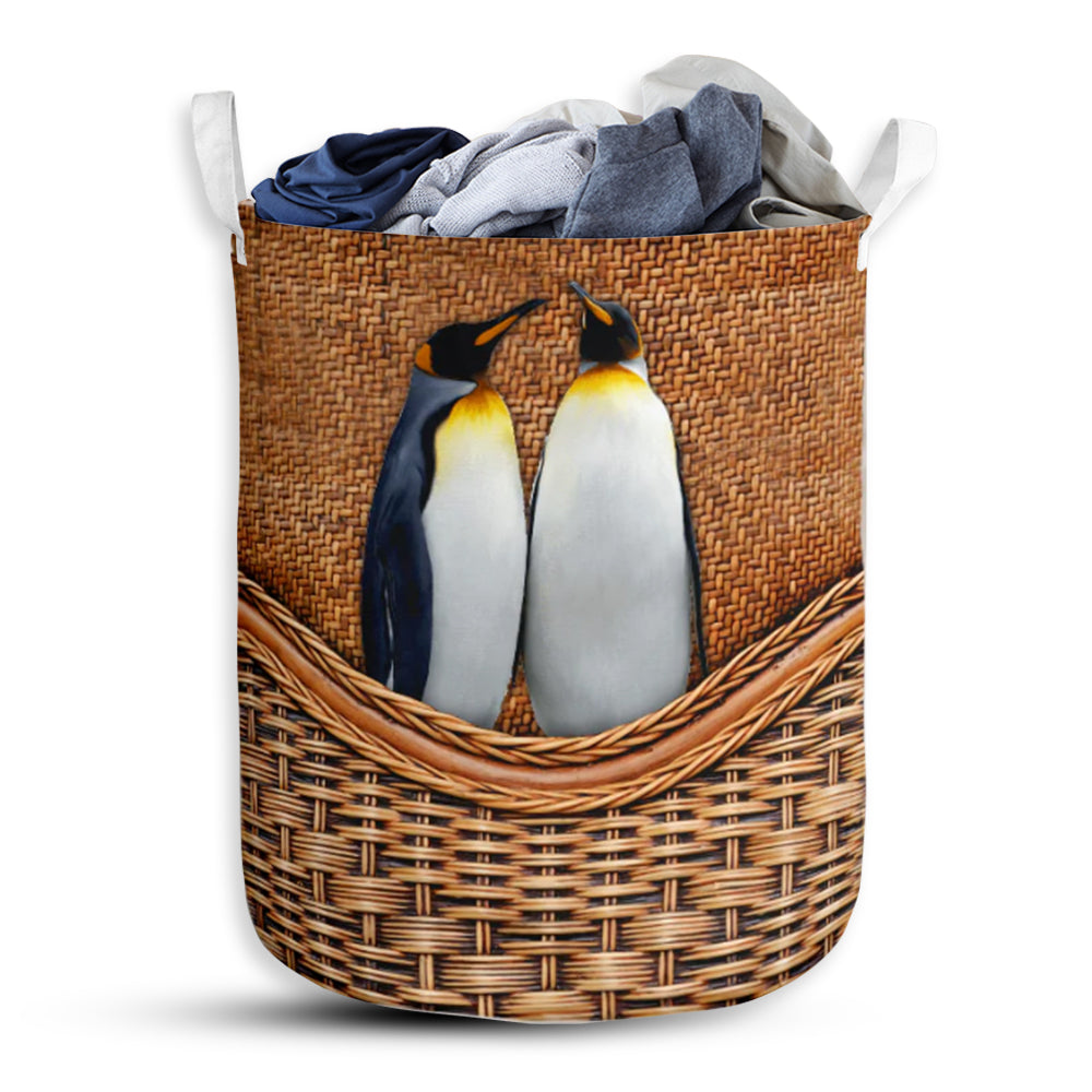 Penguin Rattan Texture Laundry Basket For Bathroom Bedroom Storage