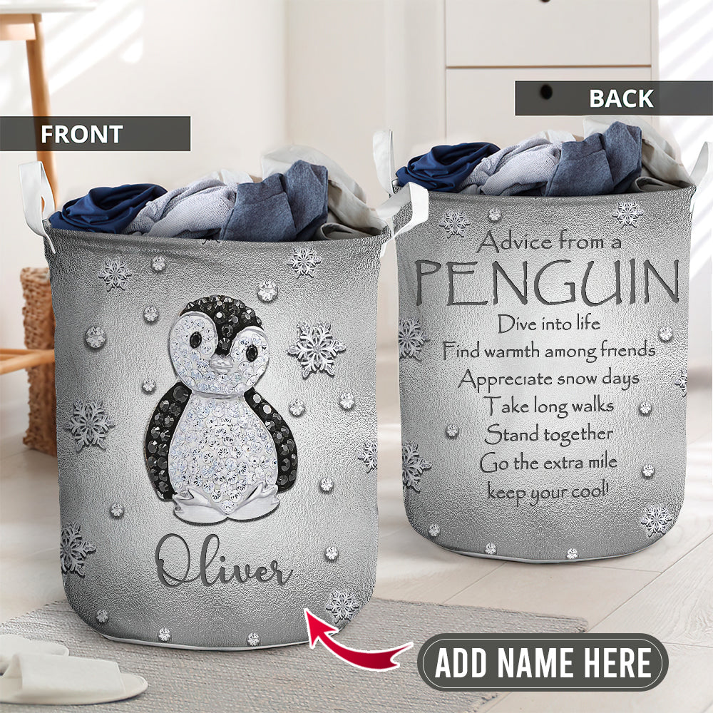 Cute Penguin Advice Laundry Basket For Bathroom Bedroom Storage