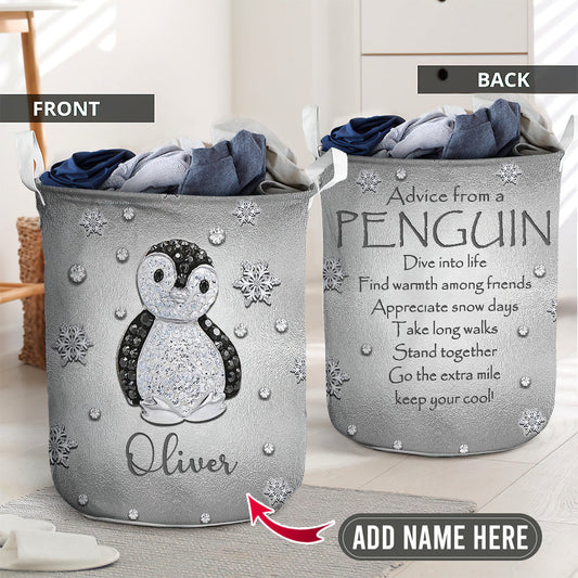 Cute Penguin Advice Laundry Basket For Bathroom Bedroom Storage