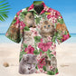 Floral Tropical Persian Cat Hawaiian Shirt For Resort Trips, Coastal Parties, And Warm Weather Style
