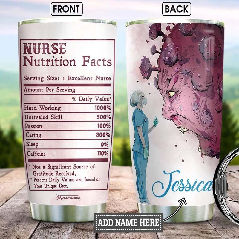 Nurse Brave Nutrition Facts Personalized 20 Oz Tumbler For Coffee Travel And Daily Drinks