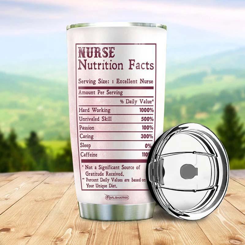 Nurse Brave Nutrition Facts Personalized 20 Oz Tumbler For Coffee Travel And Daily Drinks