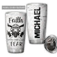 Firefighter Faith Over Fear Personalized 20 Oz Tumbler For Coffee Travel And Daily Drinks